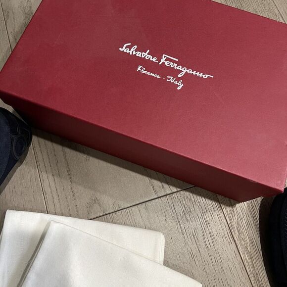 Salvatore Ferragamo Atlante Navy Suede Men Drivers Loafers 10 E NEW - Picture 4 of 12